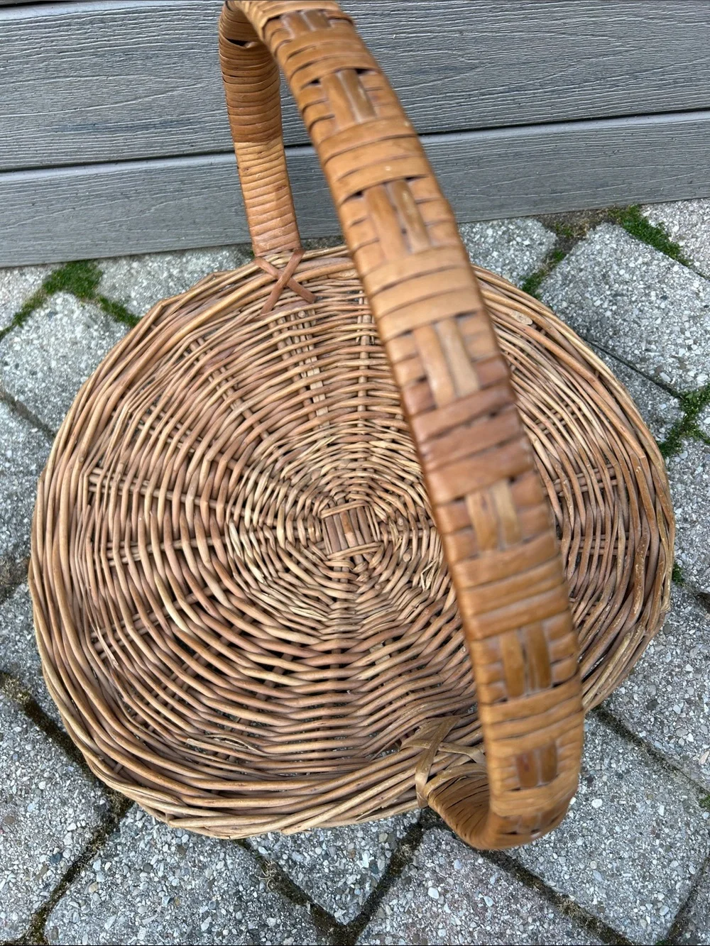 Vintage Wicker Gathering Harvest Basket Herb Flower Garden French Country